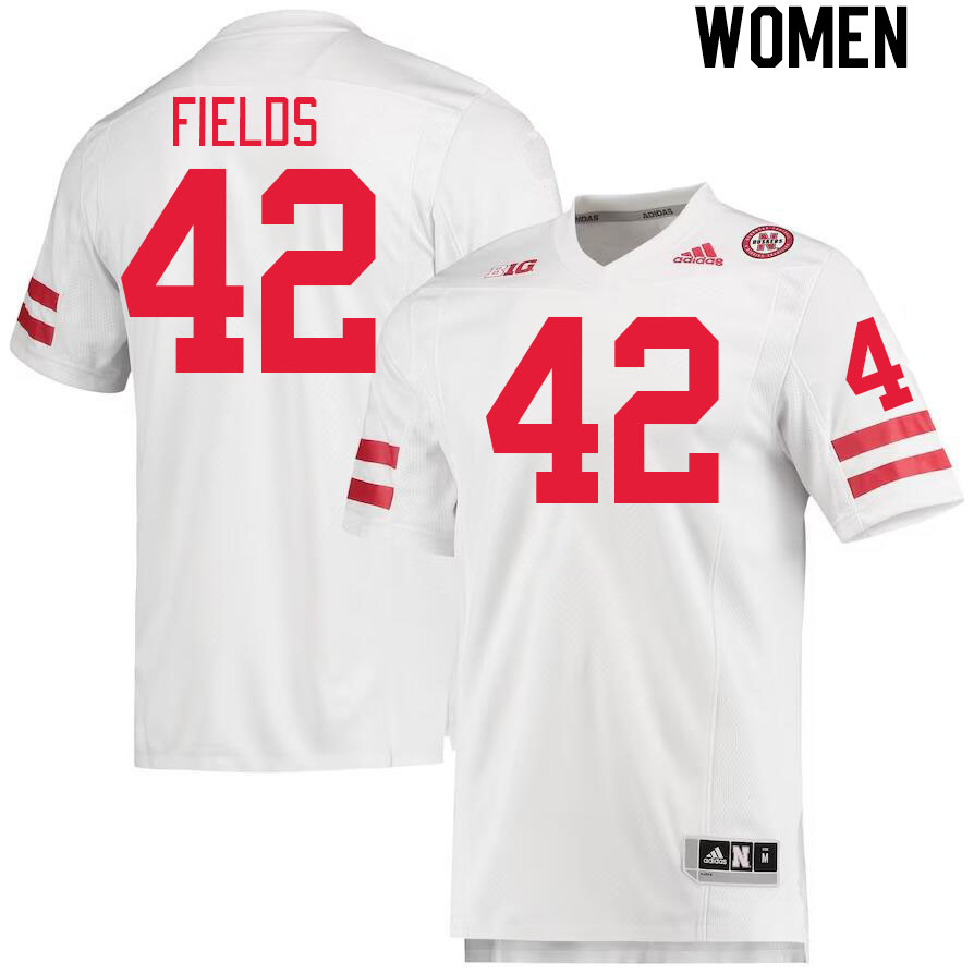 Women #42 Eric Fields Nebraska Cornhuskers College Football Jerseys Stitched Sale-White - Click Image to Close